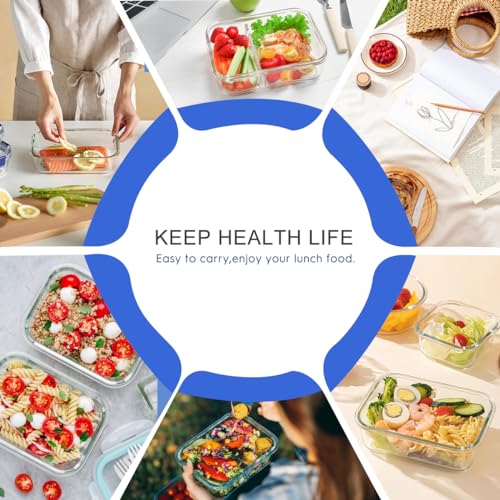 42pcs Glass Food Storage Containers with Lids Set, Blue C631