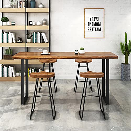 86.6" Brown Solid Wood Rectangular Bar Table with 4 Stools D803