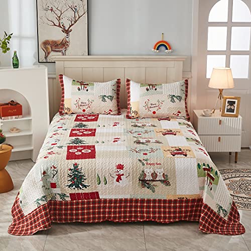 White Queen Christmas Quilt Bedspread Set T203285