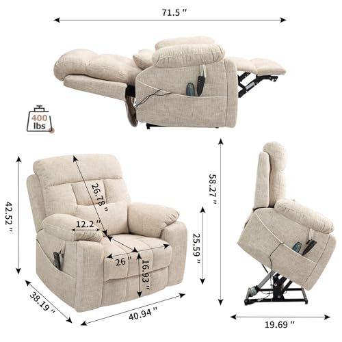Brown Heavy Duty Electric Recliner Chair with Massage and Heat U4080