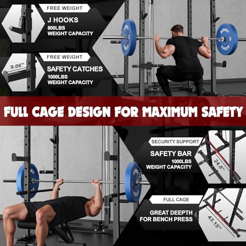 Power Cage Squat Rack with LAT Pulldown X6377