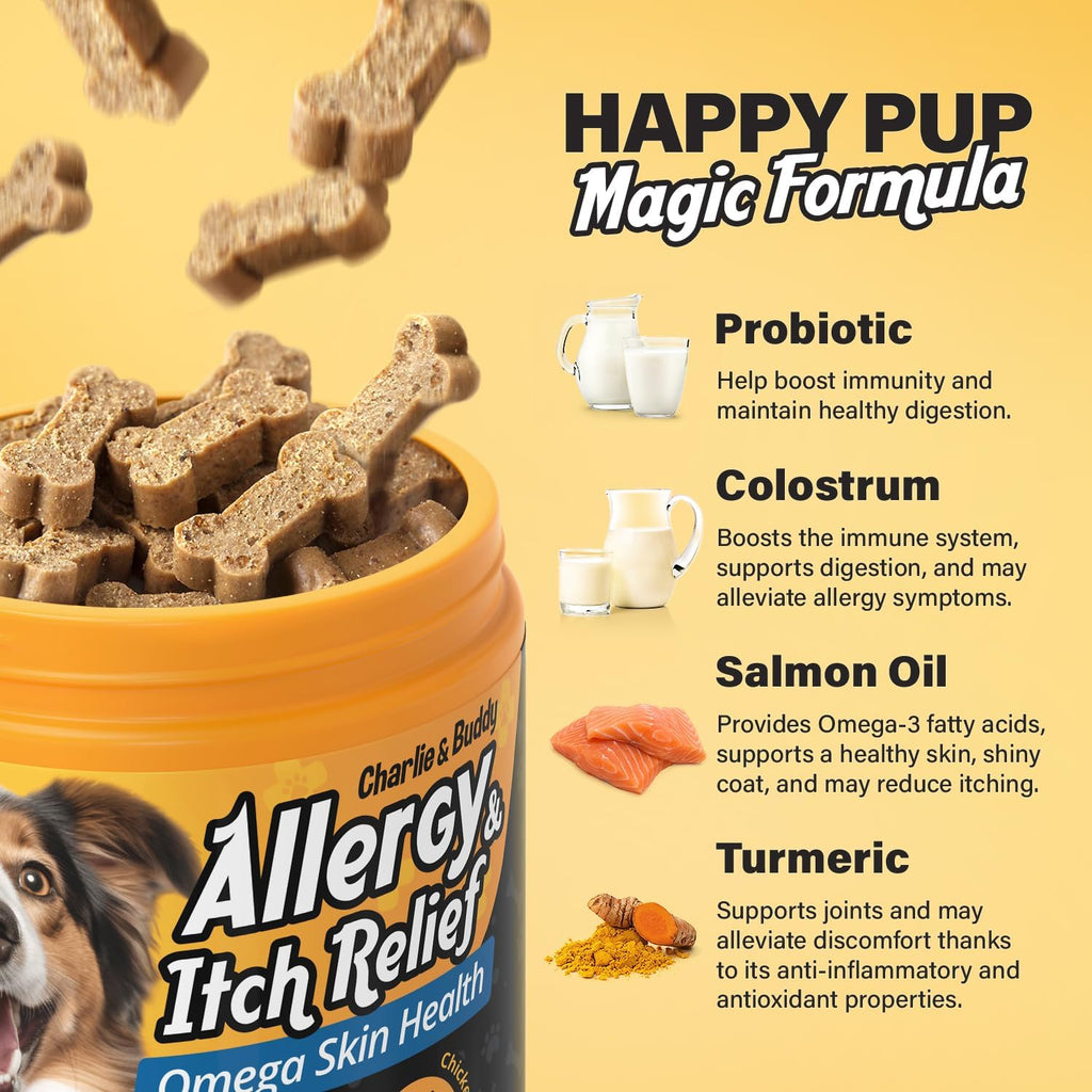 90 Soft Chews Chicken Flavor Dog Allergy Chews with Omega 3 Fish Oil U521805