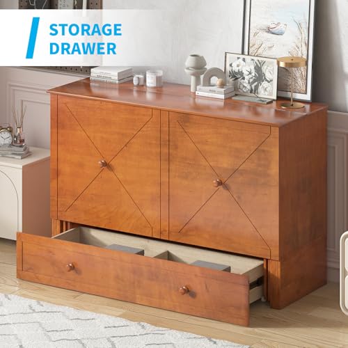 Queen Size Murphy Bed with Tri-Folding Mattress and Drawers H52517