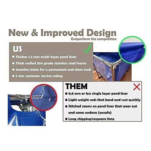 PVC Canvas Fish Pond with Steel Frame, Transparent Viewing Panel and Drain Valve Q29136