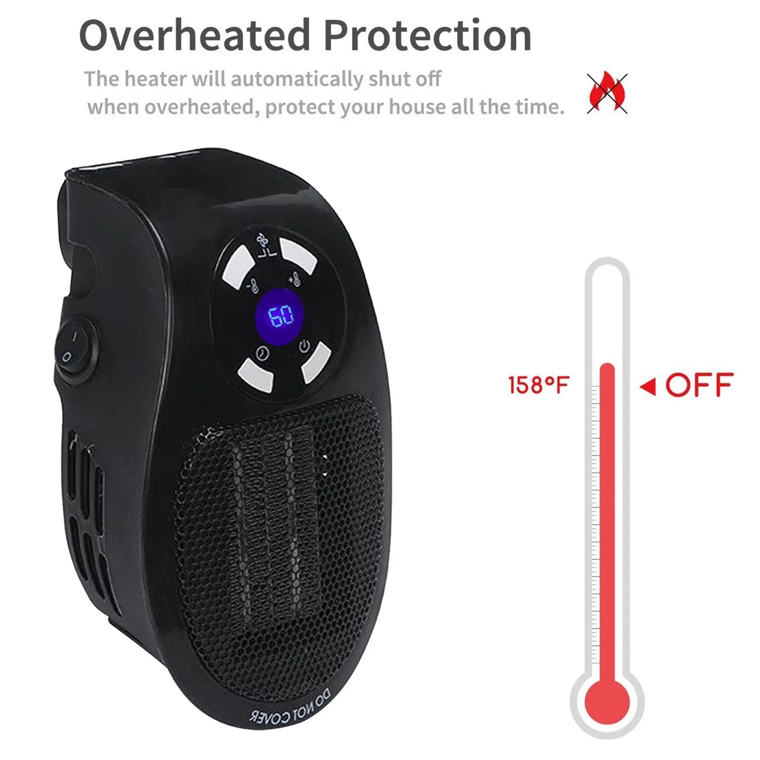500W portable wall mounted heater with adjustable thermostat timer P685440