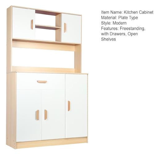 Freestanding Kitchen Pantry Storage Cabinet with Drawers, Doors, and Shelves K38621