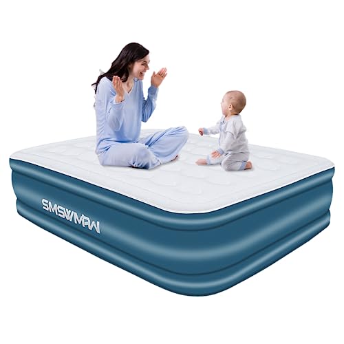 Queen Air Mattress with Built in Pump, 18" Elevated Inflatable Blow Up Mattress E603