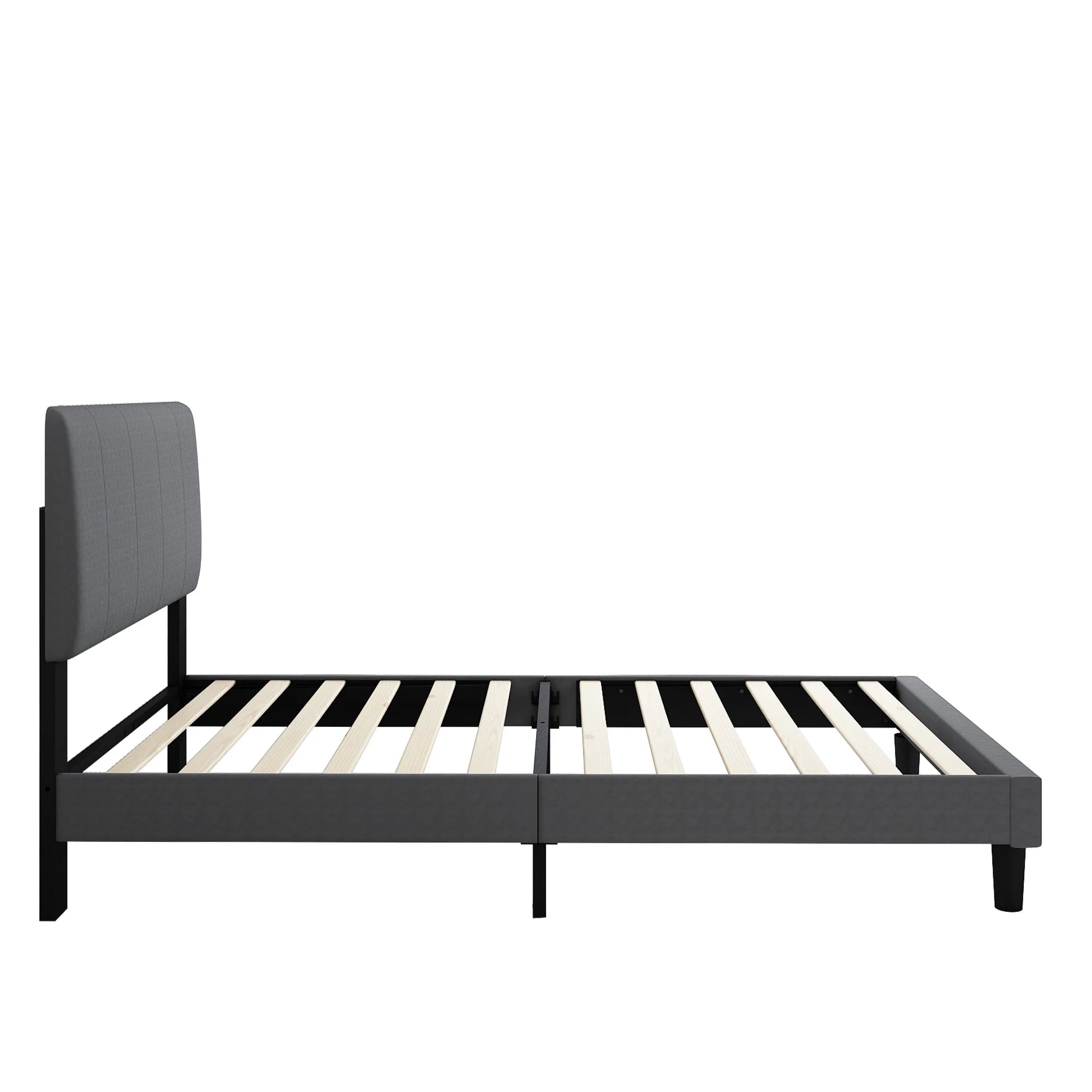 Grey Twin Size Fabric Upholstered Platform Bed Frame W1219