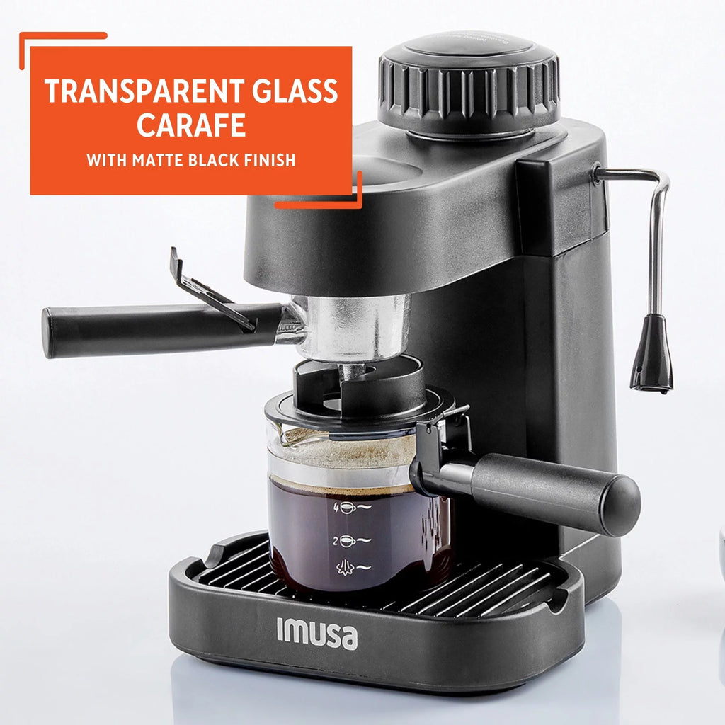 4 Cup Capacity Electric Espresso Cappuccino Maker 800 Watts Black F393