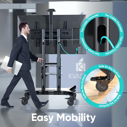 Black Mobile TV Stand on Wheels for 50-86 Inch TVs, Adjustable Height, VESA 800x500 O2325