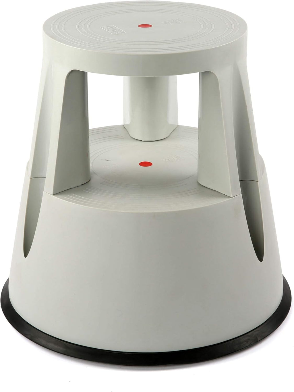 Gray Rolling 2-Step Plastic Stepstool with Non-Slip Platform Wheels V2611