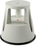 Gray Rolling 2-Step Plastic Stepstool with Non-Slip Platform Wheels V2611