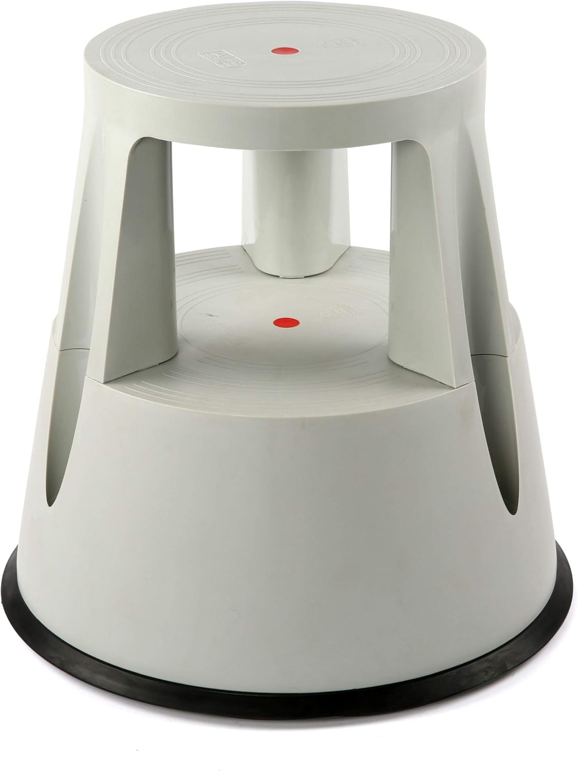 Gray Rolling 2-Step Plastic Stepstool with Non-Slip Platform Wheels V2611