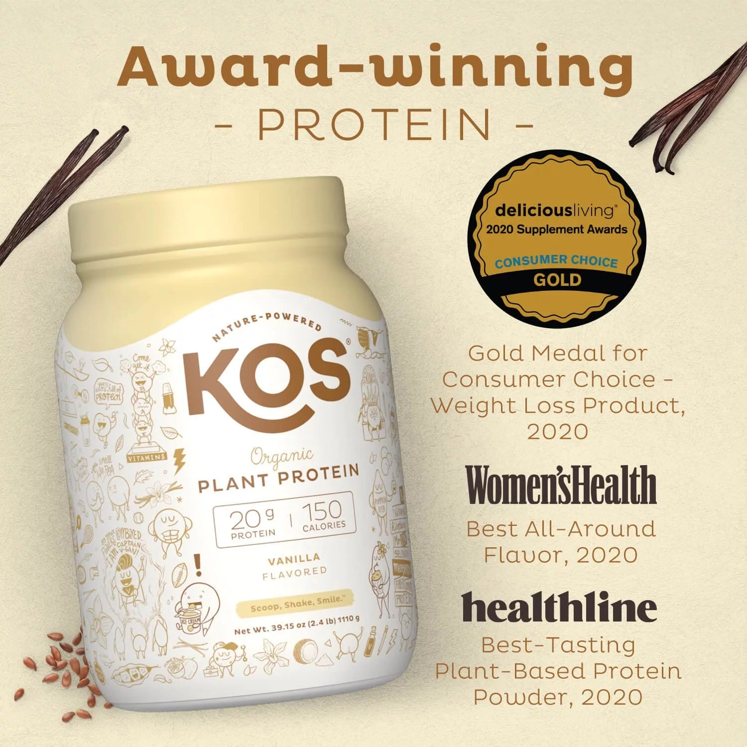 Vanilla Vegan Protein Powder, 30 Servings F28667
