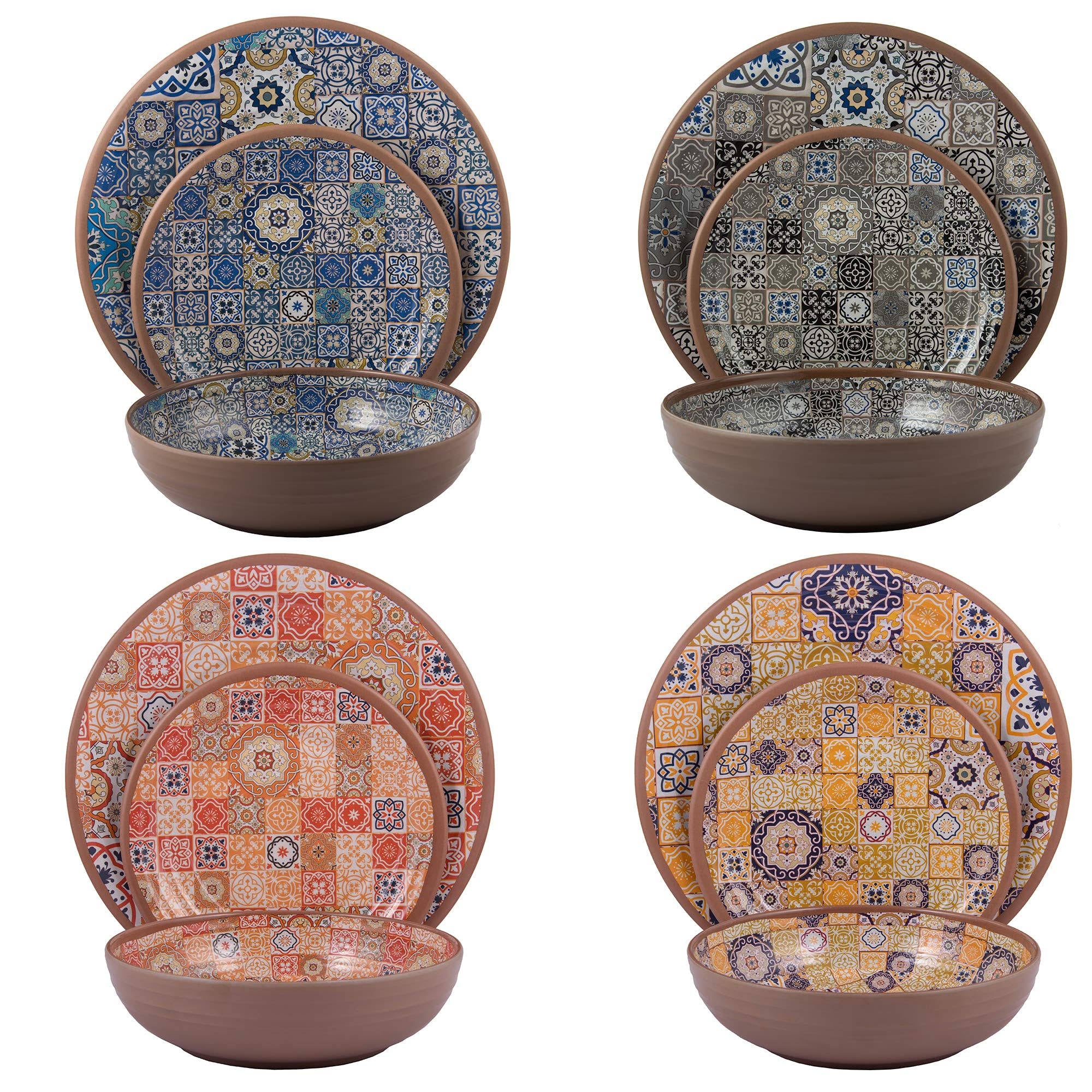 36-Piece Melamine Dinnerware Set Multicolor T137