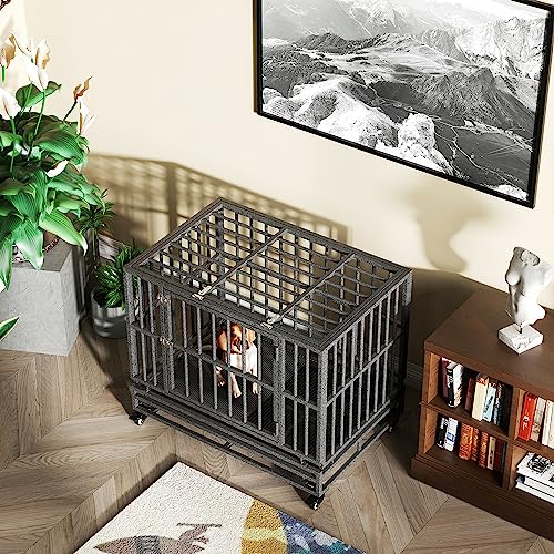 Heavy Duty Extra Large Dog Crate with Wheels 38/42/46 Inch Kennel L233