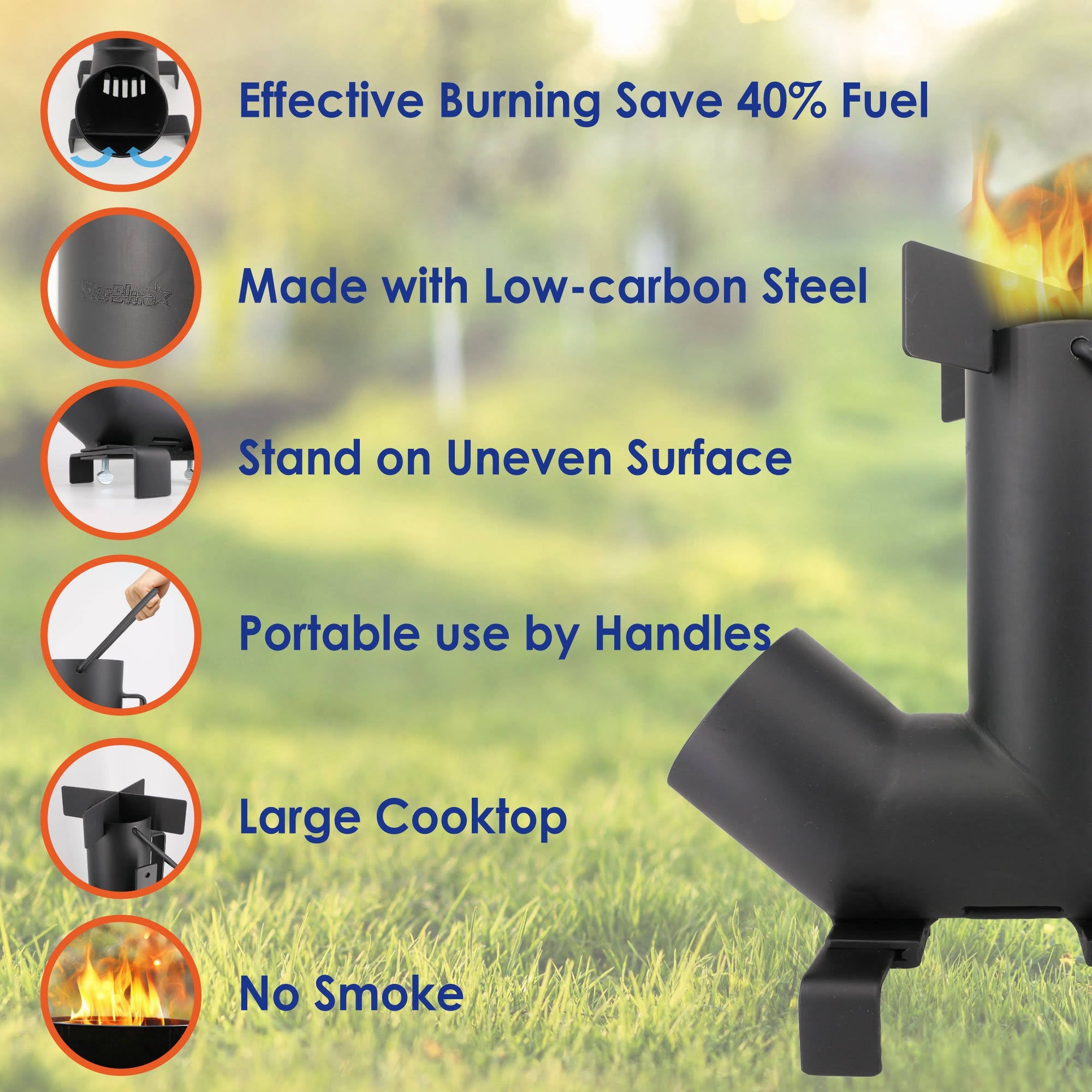 Camping Rocket Stove with Carrying Bag U666846
