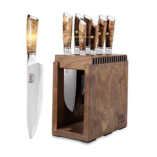 8 Piece Damascus Steel VG10 Stainless Steel Knife Set with Wood Block M5087