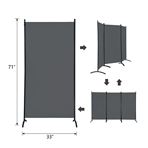 Black 6 Panel Folding Room Divider F3062