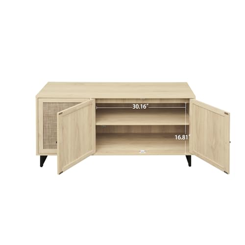 Rattan Sideboard Cabinet with 3 Doors & Metal Legs V412910