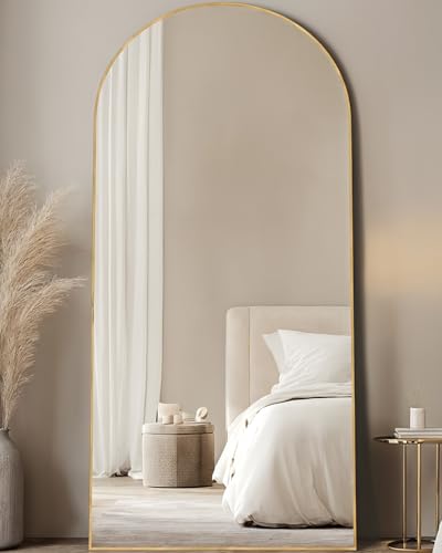 76"x34" Black Arched Floor Mirror V501