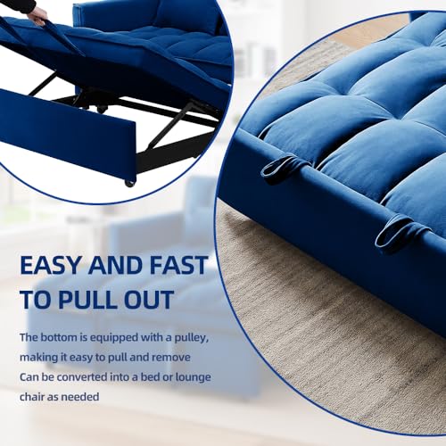 3-In-1 Velvet Sleeper Sofa with Storage Bag & Pillow O97356