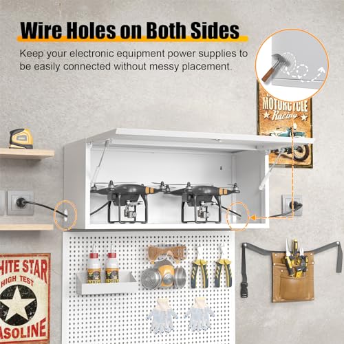 Metal Garage Storage Cabinet Wall Mount with Adjustable Shelf U429973