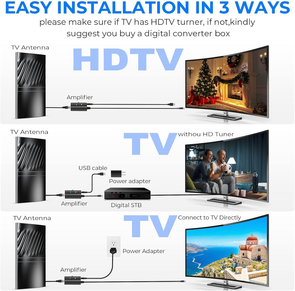 Amplified HD TV Antenna with 52ft Coax Cable Z819