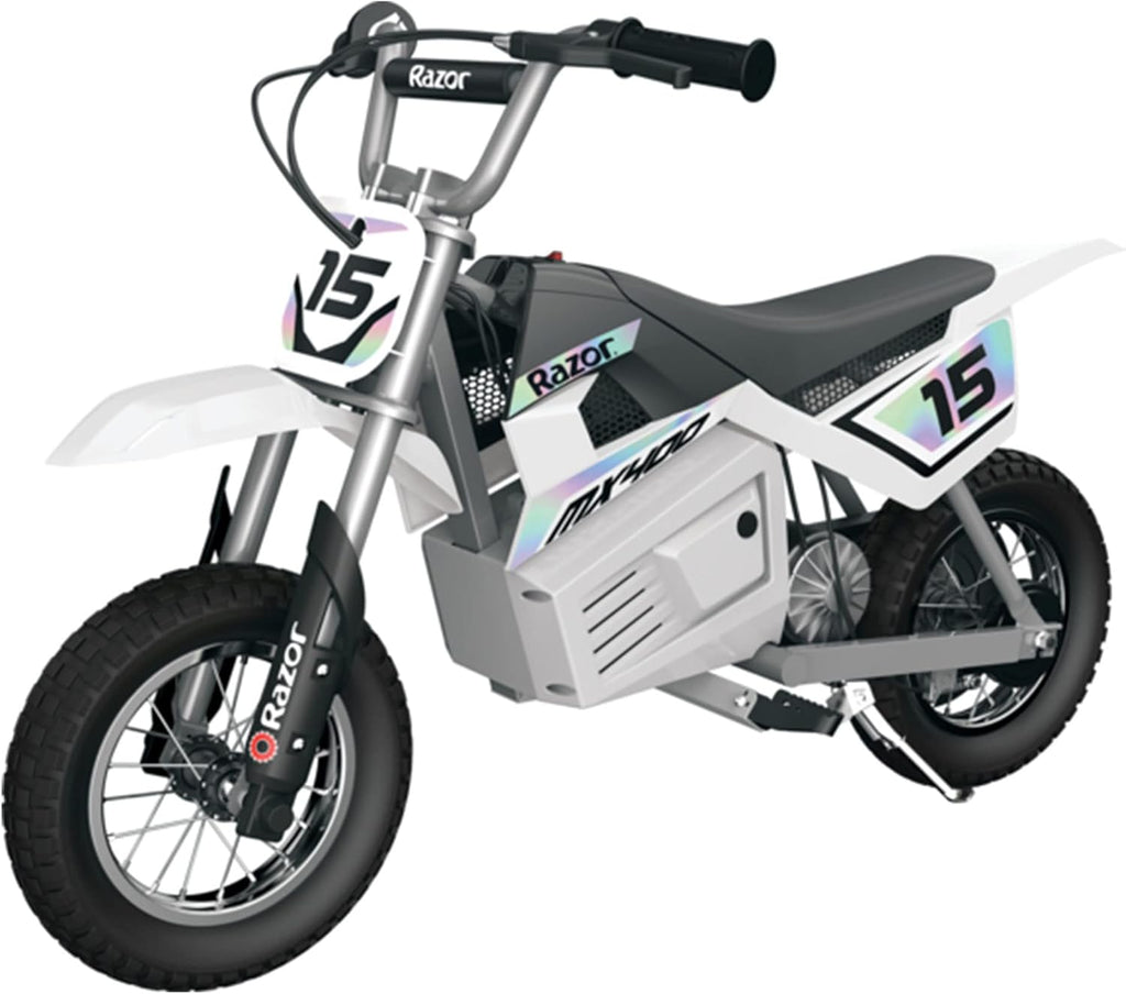 White 24 Volt Electric Toy Motocross Dirt Bike (2 Pack) U121185