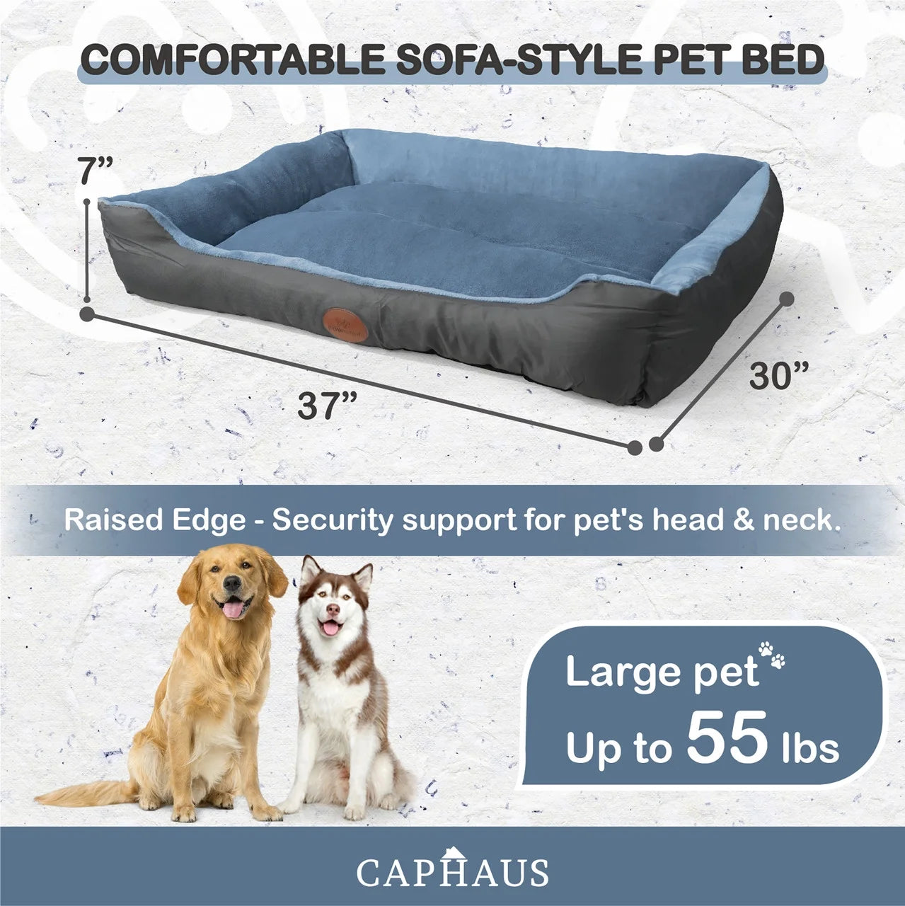 Blue Brown Gray Dog Bolster Couch Bed A4280