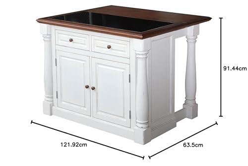 Off-White Kitchen Island Set with 2 Stools U624