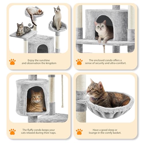 Dark Gray and White Multi-Level Cat Tree with Scratching Posts K552480