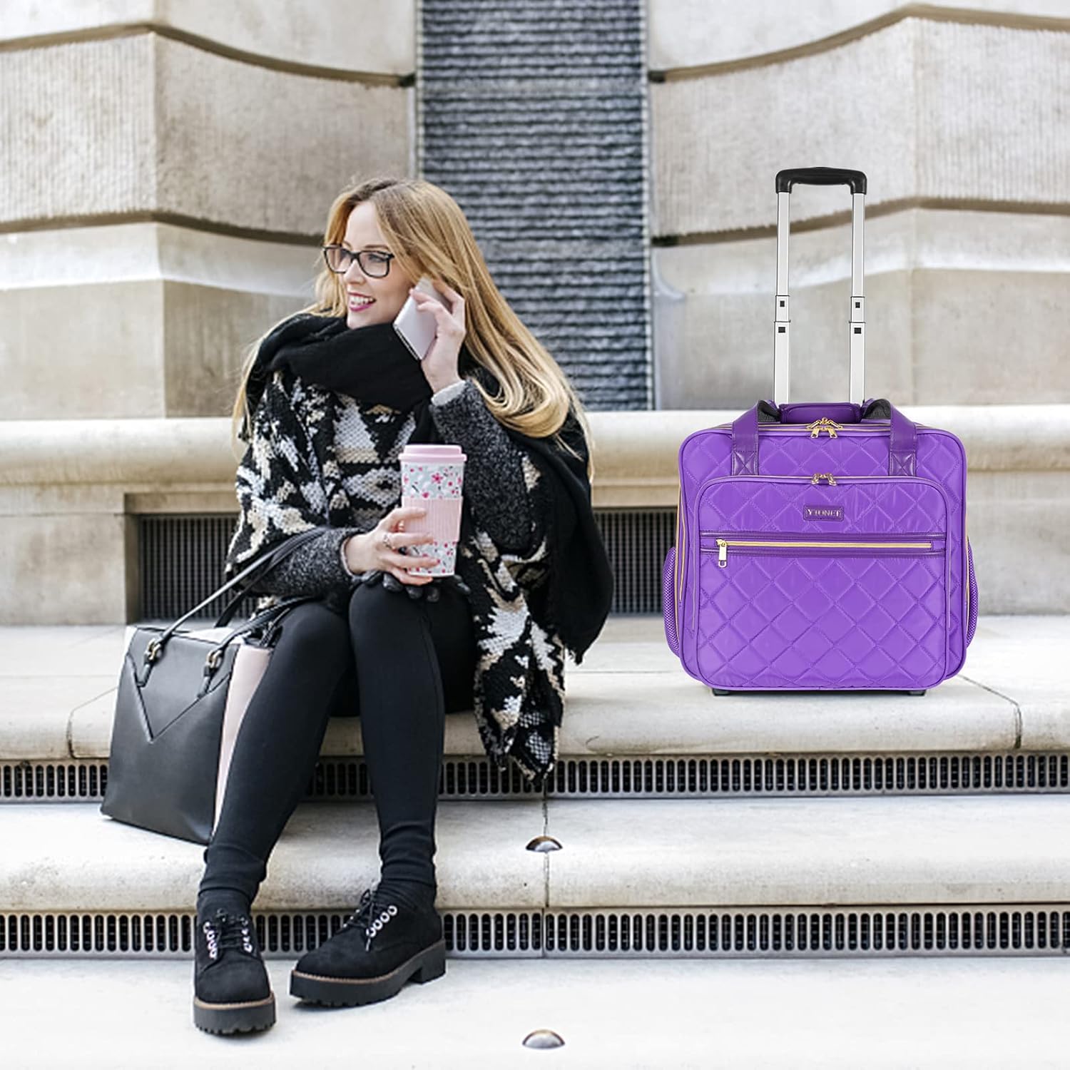 Purple 17.3 Inch Rolling Laptop Bag with Wheels J592