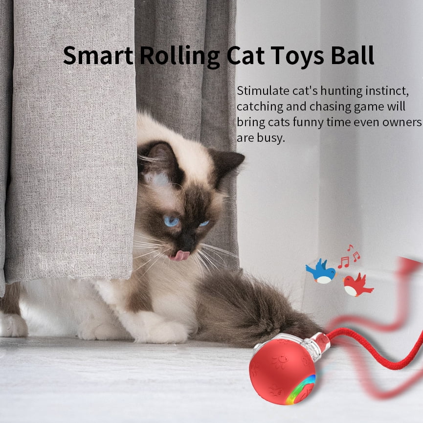 Blue Motion-Activated Rolling Cat Toy with Tail U88332