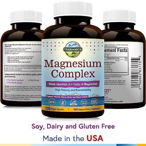5-in-1 Magnesium Complex Supplement 500mg 240 Vegan Capsules Y833500