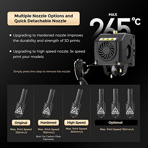 3D Printer with Auto Leveling, 300mm/s High Speed Printing, 265°C Hardened Nozzle T4435