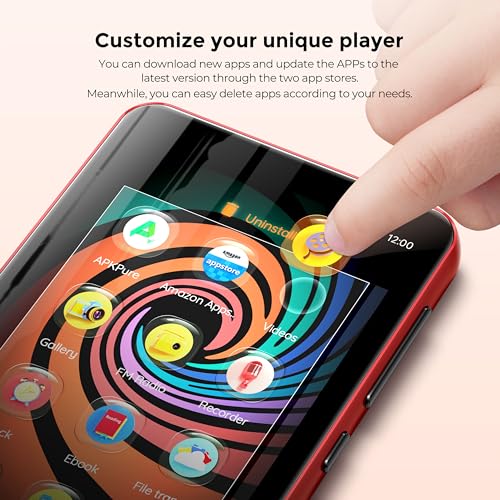 160GB MP3 Player with Bluetooth and WiFi, 4" Touch Screen Android MP4 MP3 Player (Black) I716484