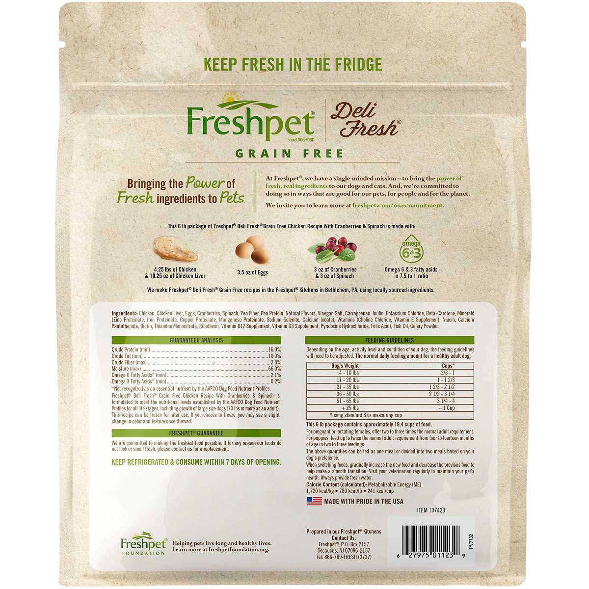 Freshpet Select Deli Fresh Chiken Recipe with Cranberries & Spinach B186272