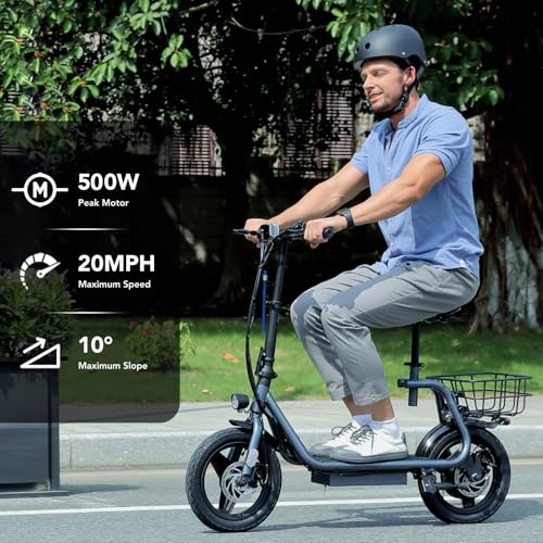 500W/800W/1200W Electric Scooter with Seat 14" Tire Foldable N20564