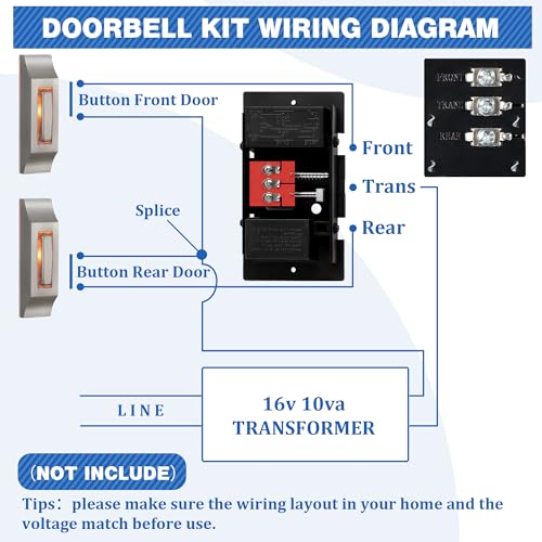 Wired Doorbell Chime Kit with 2 Lighted Metal Push Buttons, 16V 10VA 2 Sounds, Silver F34423