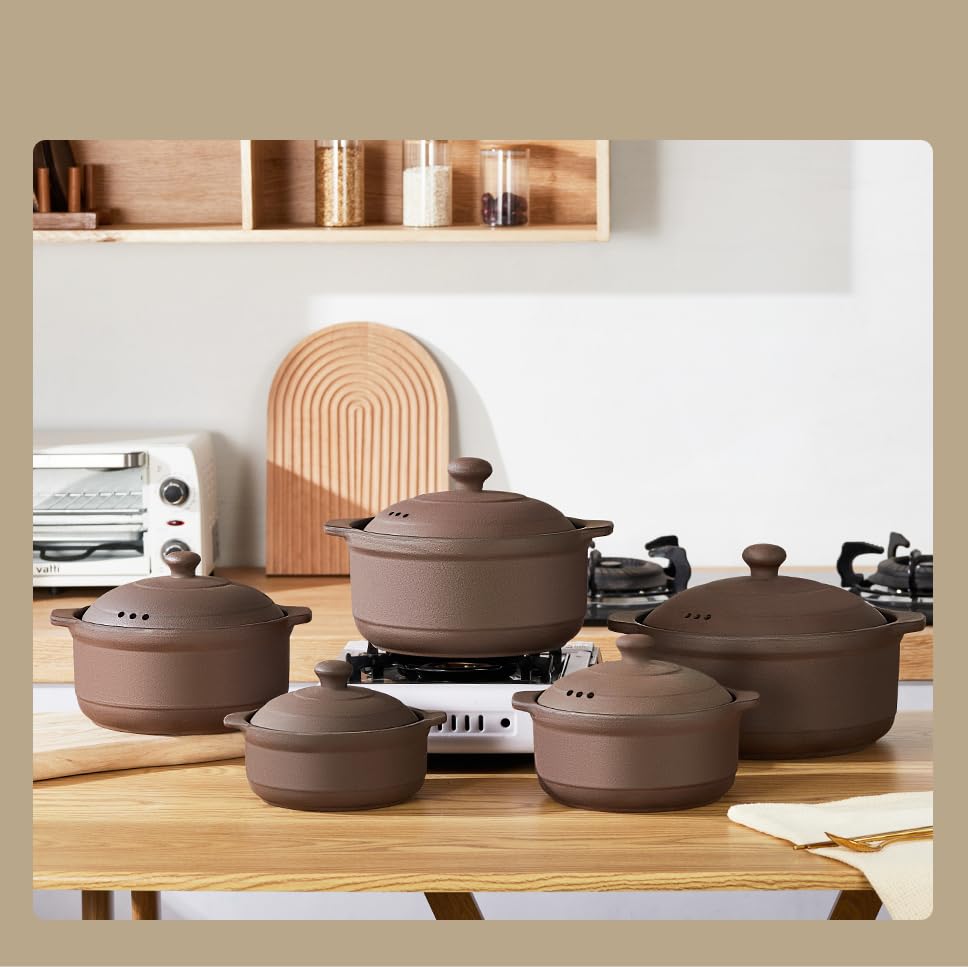 Natural Terracotta Casserole with Lids Clay Pots C586