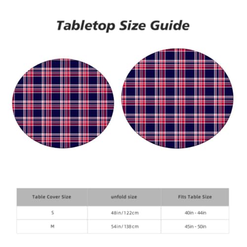 Multicolor Elastic Fitted Round Tablecloth Plaid Fits 45"-50" Diameter Tables R961847
