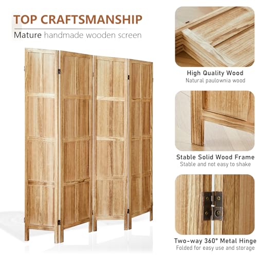 5.6 FT Folding Wooden Room Divider (Light Brown) M1488
