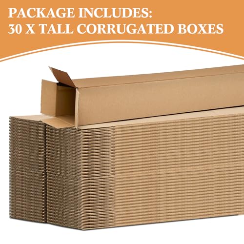 30 Pcs Tall Corrugated Boxes 4x4x40 Inches V5273