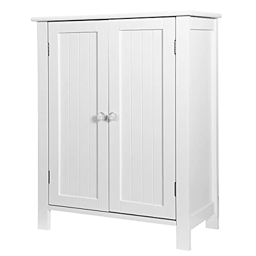 Gray Wooden Floor Storage Cabinet with Double Door and Adjustable Shelf J405
