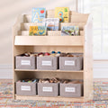 Natural 6 Fabric Storage Bins Book Display and Toy Storage Organizer B43522