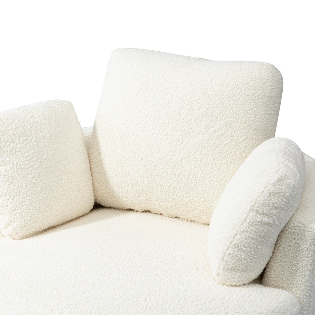 Ivory Boucle Oversized Swivel Accent Barrel Chair R36950