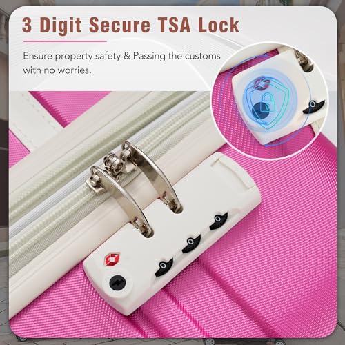 White 3 Piece Hard Shell Luggage Set with Spinner Wheels and TSA Lock B110
