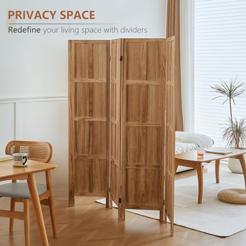 5.6 FT Folding Wooden Room Divider (Light Brown) M1488