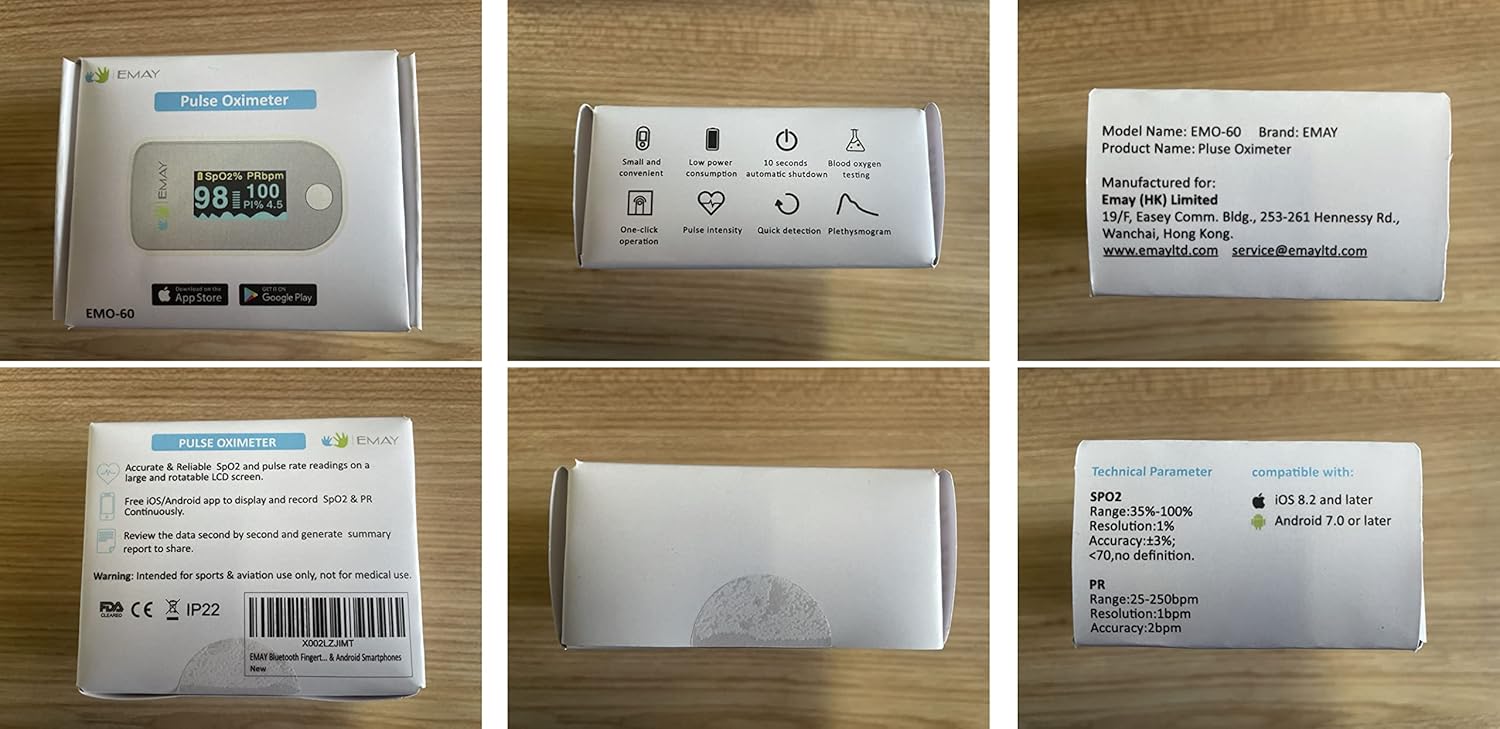 Pulse Oximeter Fingertip Bluetooth E573626